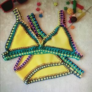 Yellow brand new neoprene bikini